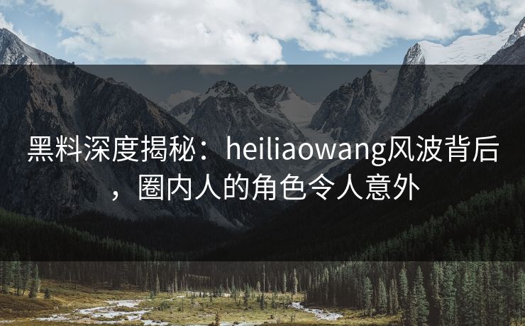 黑料深度揭秘：heiliaowang风波背后，圈内人的角色令人意外