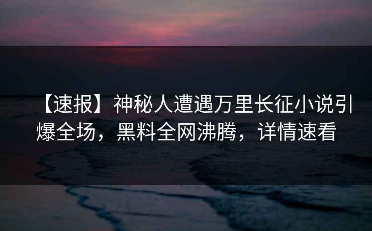 【速报】神秘人遭遇万里长征小说引爆全场，黑料全网沸腾，详情速看