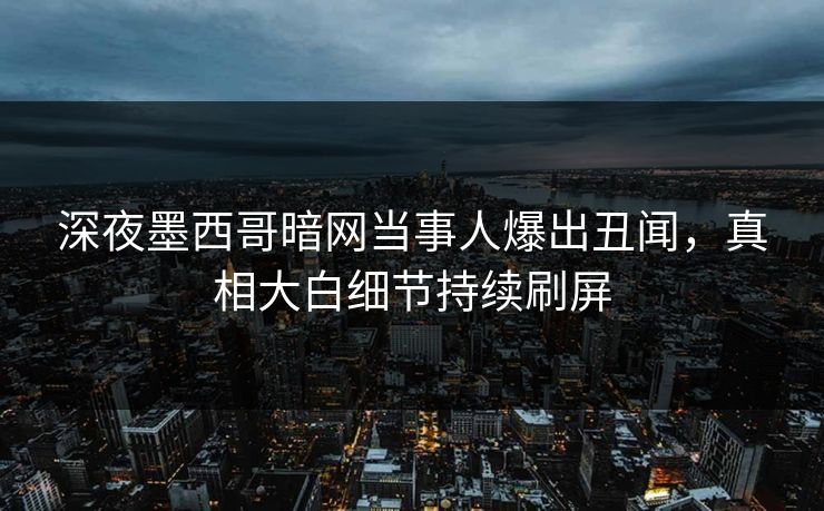 深夜墨西哥暗网当事人爆出丑闻，真相大白细节持续刷屏