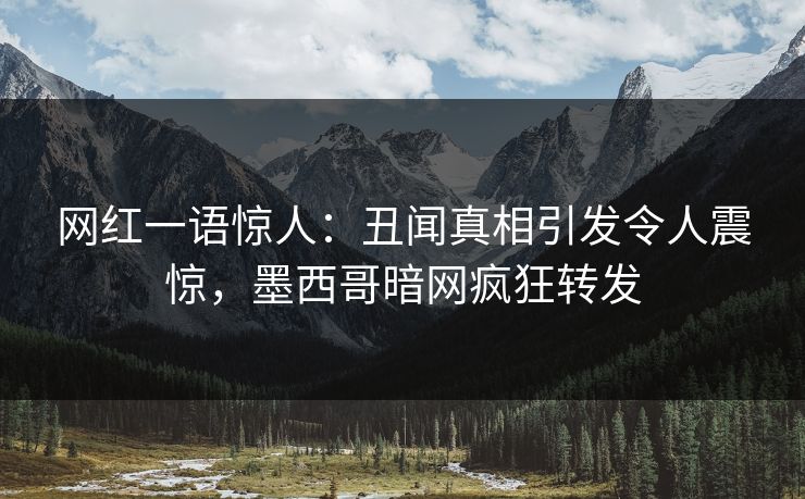 网红一语惊人：丑闻真相引发令人震惊，墨西哥暗网疯狂转发
