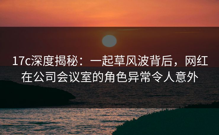 17c深度揭秘：一起草风波背后，网红在公司会议室的角色异常令人意外