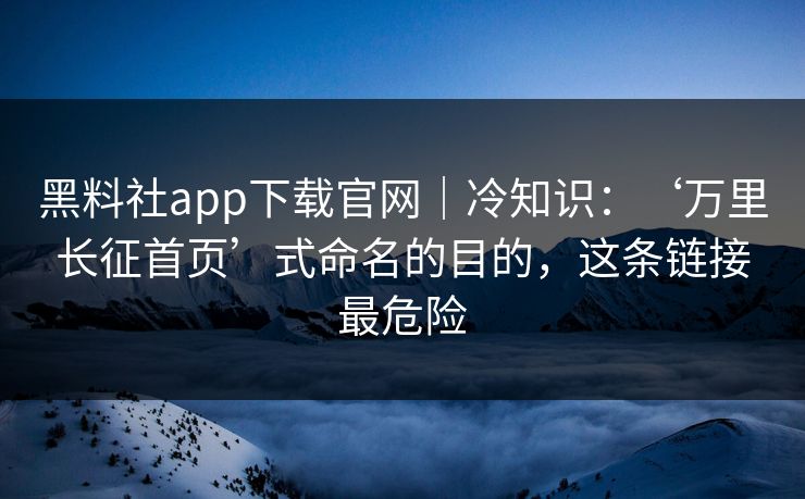 黑料社app下载官网｜冷知识：‘万里长征首页’式命名的目的，这条链接最危险