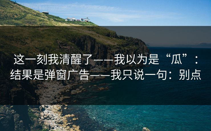 这一刻我清醒了——我以为是“瓜”：结果是弹窗广告——我只说一句：别点