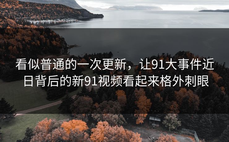 看似普通的一次更新，让91大事件近日背后的新91视频看起来格外刺眼